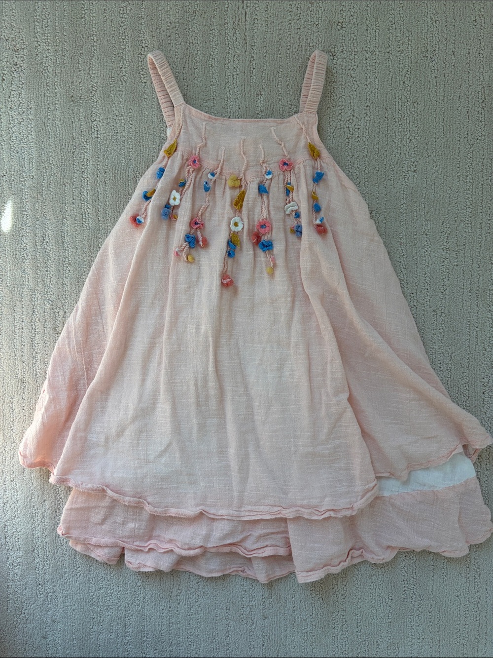 Poppet & Fox Girls' Pink Embroidered Sundress